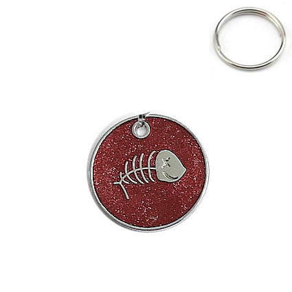 Circular Tag Colour Fish Bone - Single Side Engraved Tag for Pets