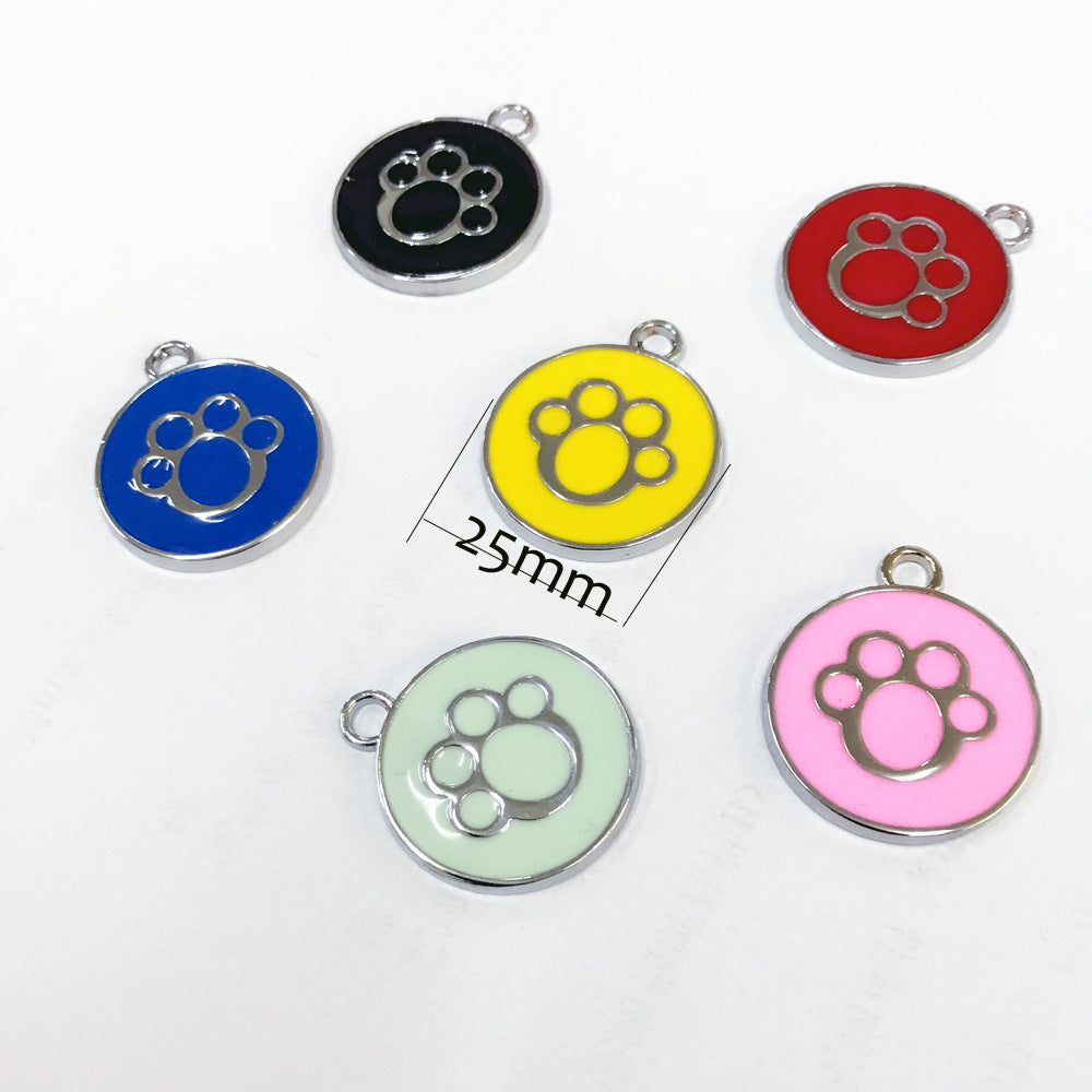 Circular Tag Colour Paw - Single Side Engraved Tag for Pets