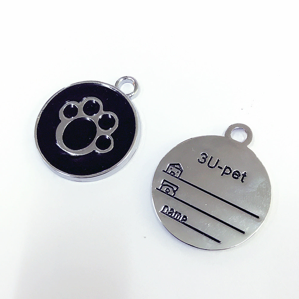 Circular Tag Colour Paw - Single Side Engraved Tag for Pets