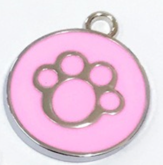 Circular Tag Colour Paw - Single Side Engraved Tag for Pets