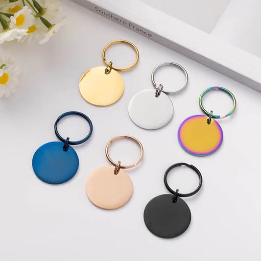 Circular Stainless Steel Tag - Double Side Engraved Tag for Pets