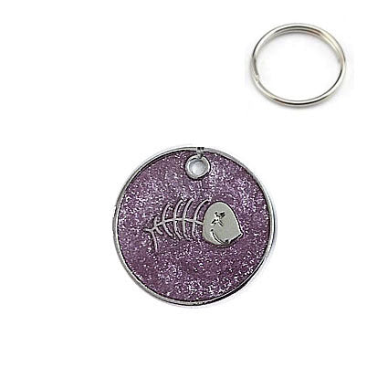 Circular Tag Colour Fish Bone - Single Side Engraved Tag for Pets