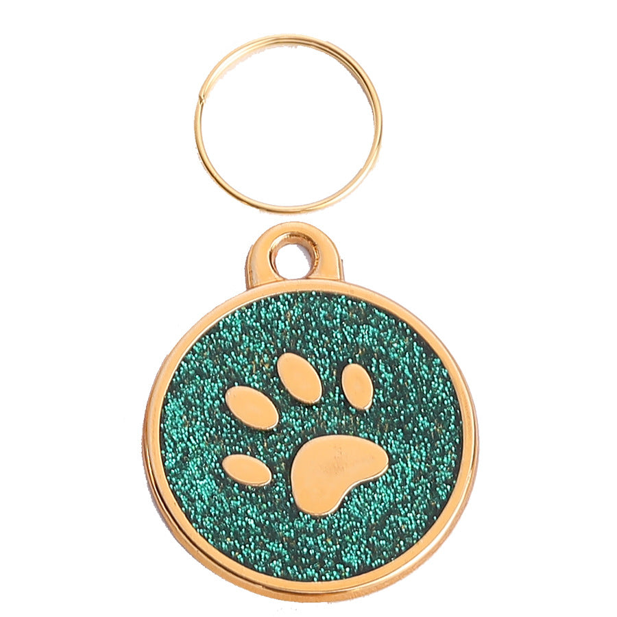 Circular Tag Gold Edge Colour Paw - Single Side Engraved Tag for Pets