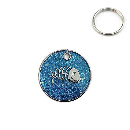 Circular Tag Colour Fish Bone - Single Side Engraved Tag for Pets