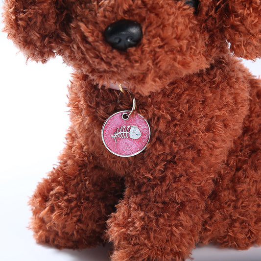 Circular Tag Colour Fish Bone - Single Side Engraved Tag for Pets