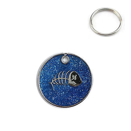 Circular Tag Colour Fish Bone - Single Side Engraved Tag for Pets