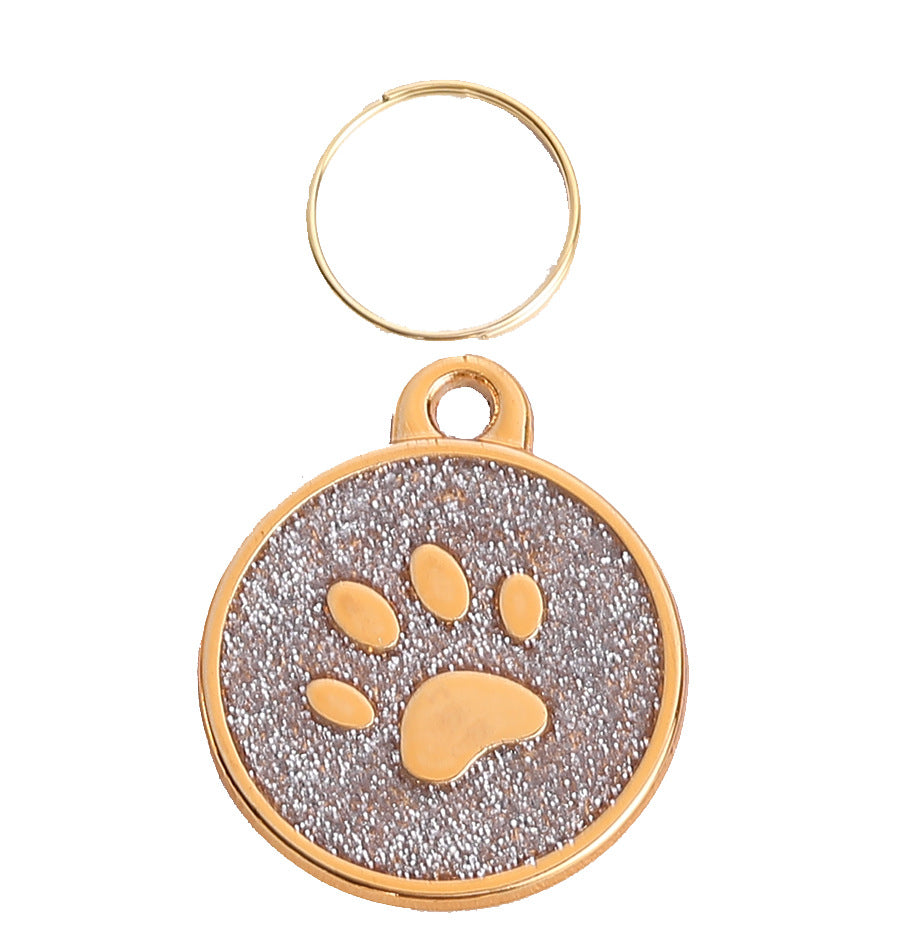 Circular Tag Gold Edge Colour Paw - Single Side Engraved Tag for Pets