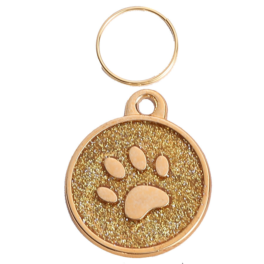 Circular Tag Gold Edge Colour Paw - Single Side Engraved Tag for Pets