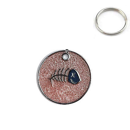Circular Tag Colour Fish Bone - Single Side Engraved Tag for Pets