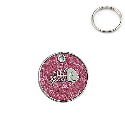 Circular Tag Colour Fish Bone - Single Side Engraved Tag for Pets