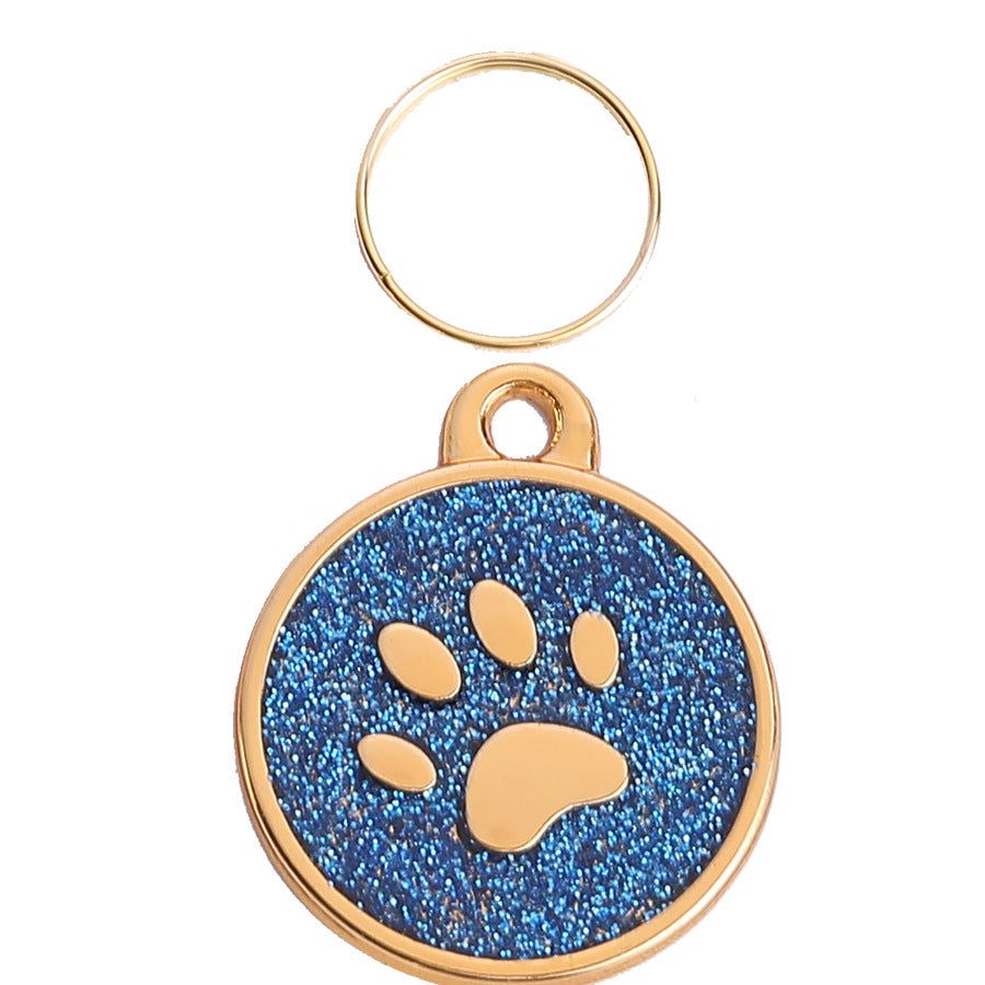 Circular Tag Gold Edge Colour Paw - Single Side Engraved Tag for Pets