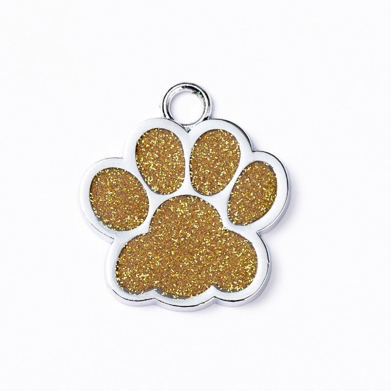 Glitter Paw Shaped Tag - Single Side Engraved Tag for Pets