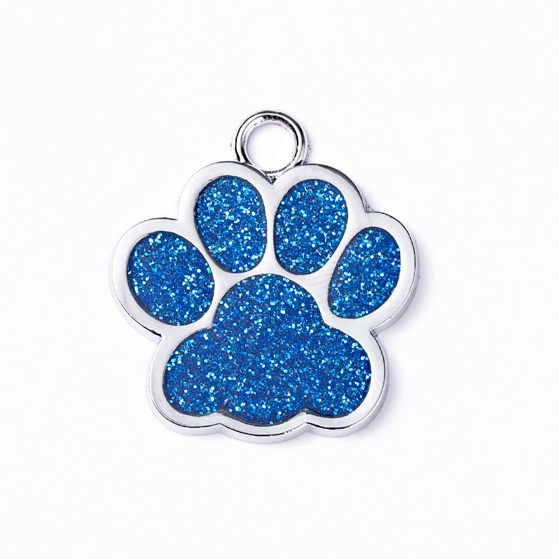 Glitter Paw Shaped Tag - Single Side Engraved Tag for Pets