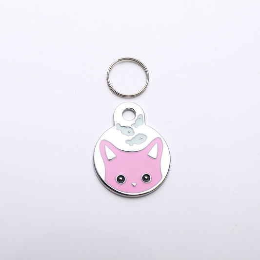 Circular Tag Colour Cat - Single Side Engraved Tag for Pets